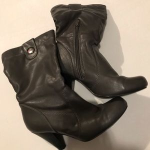 Gray heeled boots